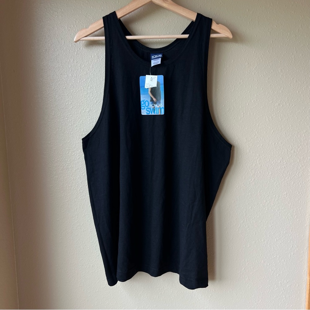 VTG 90s Honors Tank Top Mens XL Black Beach Swim Muscle Shirt Made In USA NOS